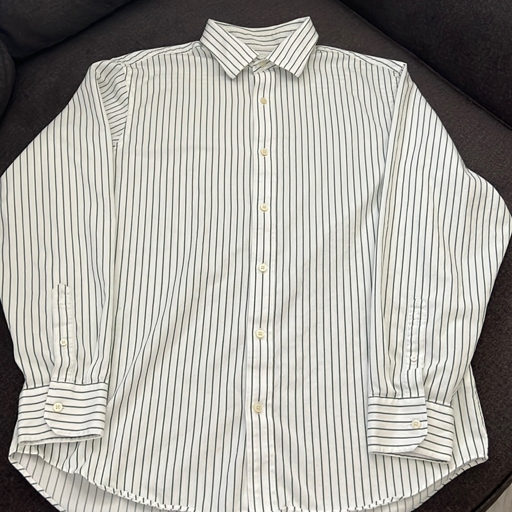 Banana Republic Men’s White & Green Buttondown Shirt XL